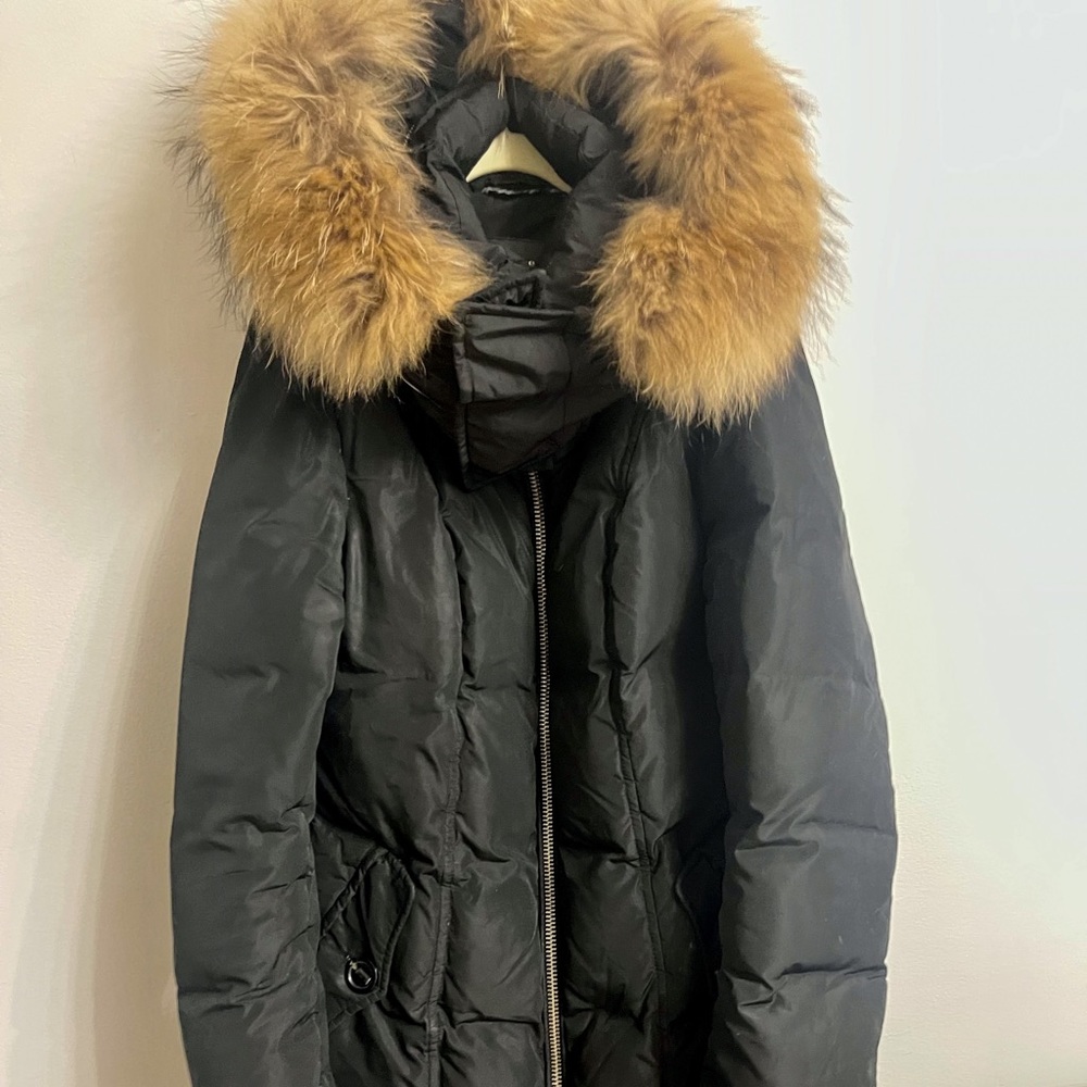 Mackage black puffer with real fur removable hood XS